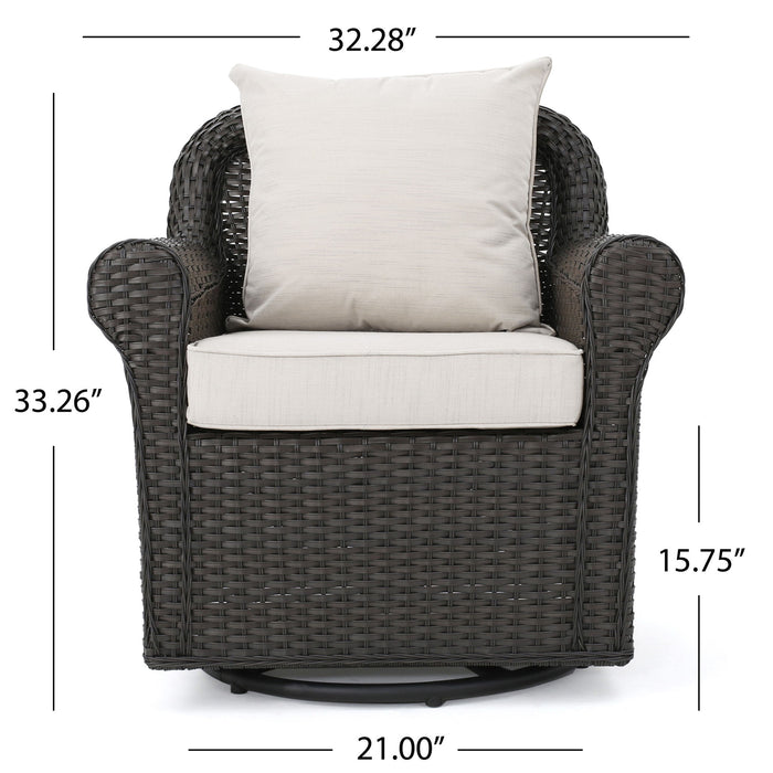 Amaya - Outdoor Swivel Rocker Chair With Water Resistant Cushions - Brown / Beige
