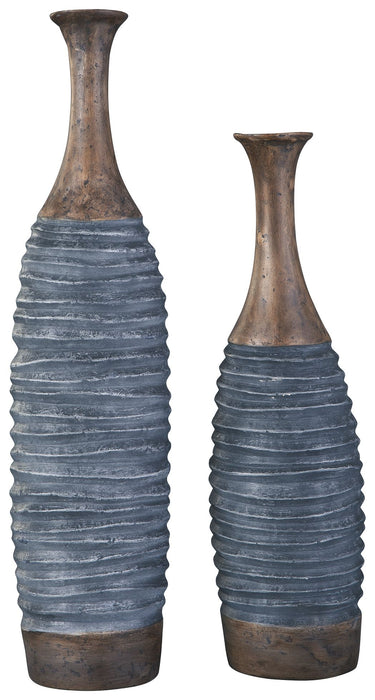 Blayze - Antique Gray / Brown - Vase Set (Set of 2) Sacramento Furniture Store Furniture store in Sacramento