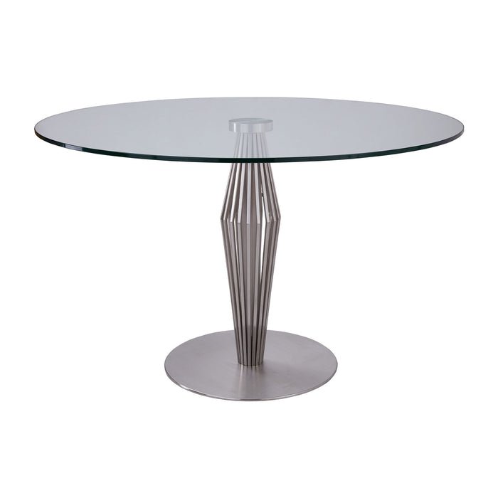 Lindsey - Contemporary Dining Table Glass Top - Gray / Clear