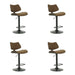 Leland - Adjustable Swivel Curved Back Wood Bar Stool With Faux Leather Seat