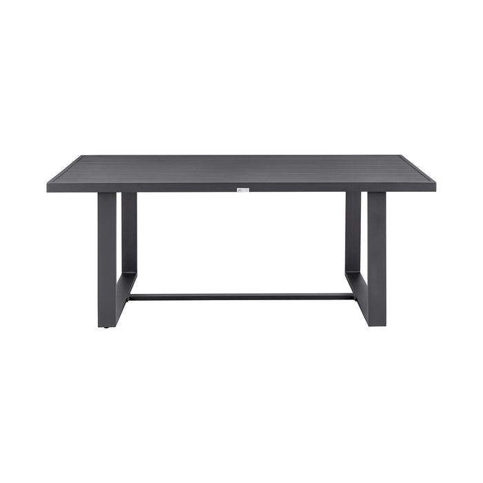 Menorca - Outdoor Patio 7-Piece Dining Table Set In Aluminum With Gray Cushions