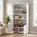 Tall Bookcase Storage Cabinet With 3 Open Shelves & Fluted Double Doors