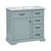 Bathroom Vanity With Ceramic Sink, Freestanding Design, 2 Tip Out Drawers, Soft Close Hinges - Gray