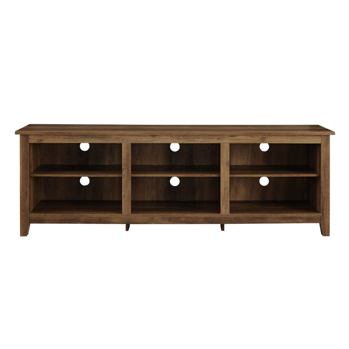 Modern 3 Shelf Open Storage 70" TV Stand For 80" TVs - Rustic Oak