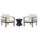 Modern 3 Piece Outdoor Patio Seating Set With Aluminum Frame And Weather Resistant Cushions - Beige / Gray