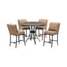 Winslow - 5-Piece Round Walnut Wood Tabletop Dining Table Set With Stools, Seats Up To 4 - Mushroom Brown / Black