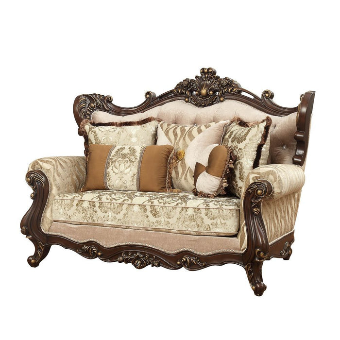 Shalisa - Loveseat With 5 Pillows Same Lv01586) - Fabric & Walnut