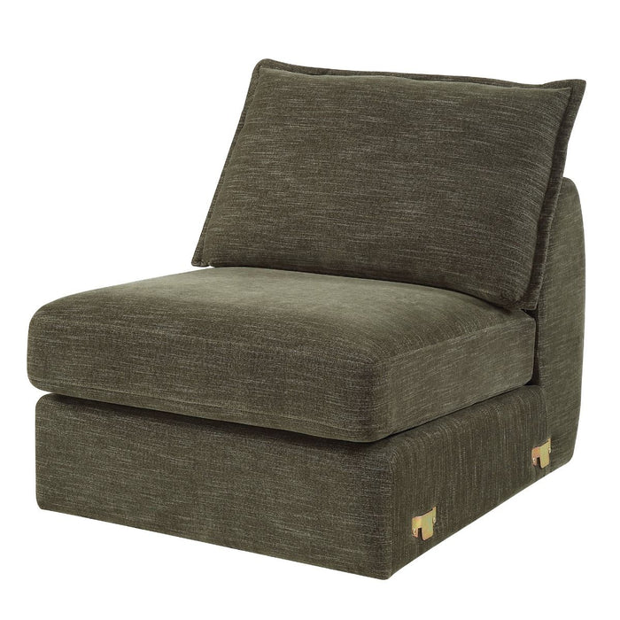 Leighton - Modular Armless Chair With 1 Pillow - Green Chenille