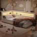 Upholstered Platform Bed With LED Belt And USB Ports