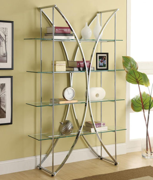 Larson - 4-Tier Bookcase - Chrome And Clear Sacramento Furniture Store Furniture store in Sacramento