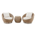 Kobalt - 3-Piece Powder Coated Metal Outdoor Conversation Set With Cushions - Boucle White / Natural