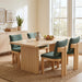 5 Piece Indoor Dining Set With Fluted Table Upholstered Chairs - Green / Natural