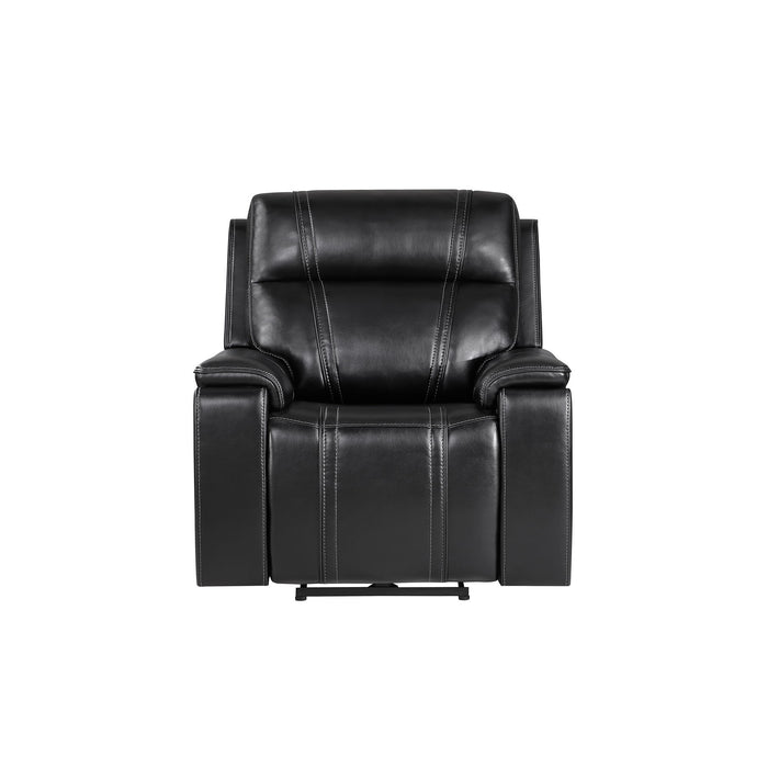 Gary - Power Recliner With Power Recline Motion, Pillow Top Arms, Hidden Cupholders - Black