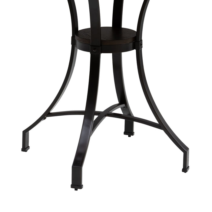 Winslow - 5-Piece Round Walnut Wood Tabletop Dining Table Set With Stools, Seats Up To 4 - Mushroom Brown / Black