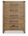 Ridgester - Five Drawer Chest - Light Brown
