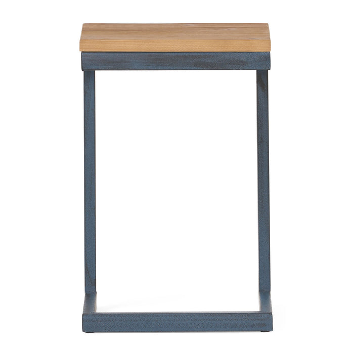 Small C Shaped End Table With Iron Base And Fir Wood Top - Black
