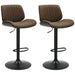 Brock - Adjustable Swivel Curved Back Wood Bar Stool With Faux Leather Seat