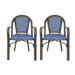 Bistro Chair With 2 Toned Checkered Pattern, (Set of 2) - White / Navy