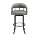 Edy - Swivel 30" Black Finish And Faux Leather Bar Stool - Gray