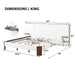 King Upholstered Platform Bed Frame With Curved Headboard, Built-In Floating Shelves, Wood Slats And Metal Support - White & Brown