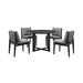 Cayman - Outdoor Patio 5-Piece Round Dining Table Set In Aluminum With Gray Cushions
