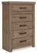 Oliandon - Five Drawer Chest - Light Brown