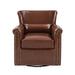Swivel Accent Chair With Rolled Arm, Sewn Pillow Back, Nailhead Trim For Living Room