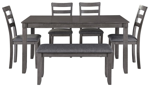 Bridson - Gray - Rect Drm Table Set (Set of 6) Sacramento Furniture Store Furniture store in Sacramento
