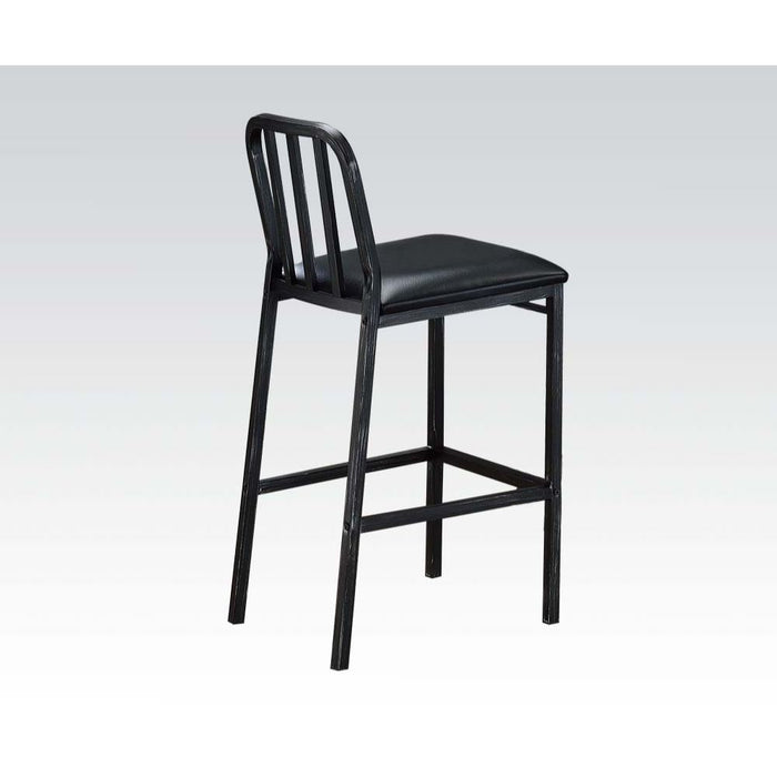 Jodie - Bar Chair (Set of 2) - Black Synthetic Leather & Antique Black