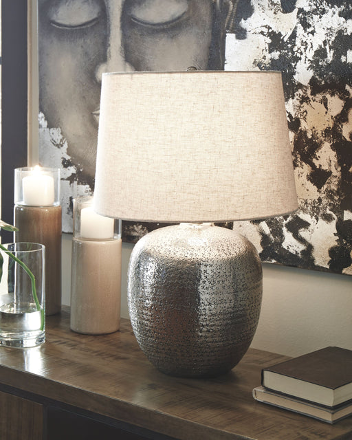 Magalie - Antique Silver Finish - Metal Table Lamp Sacramento Furniture Store Furniture store in Sacramento