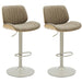 Brock - Adjustable Swivel Curved Back Wood Bar Stool With Faux Leather Seat