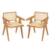 Chandigarh Arm Dining Chair With Natural Cane Design (Set of 2)