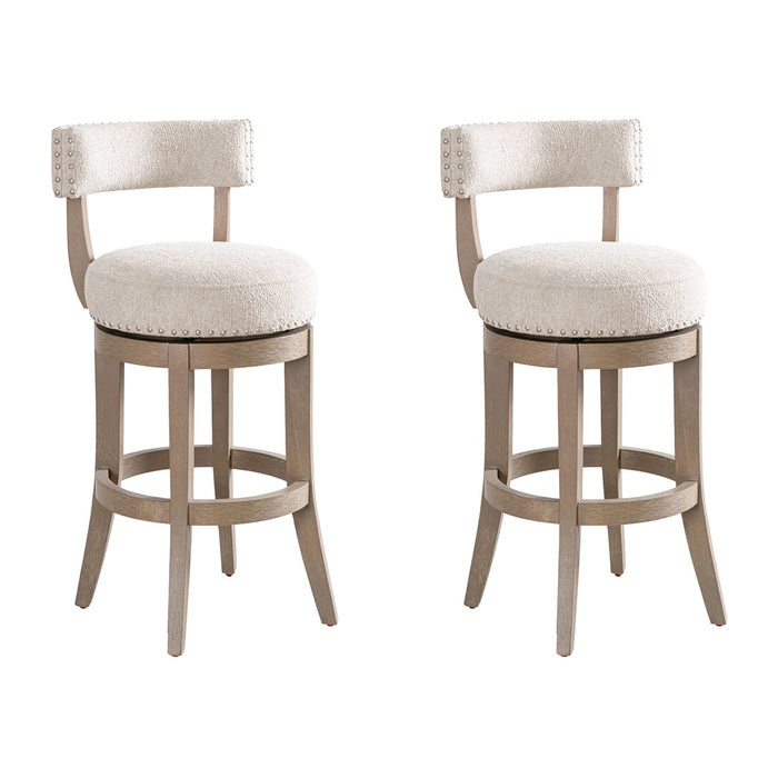 Mystic - Solid Wood Upholstered 30" Bar Height Swivel Barstool