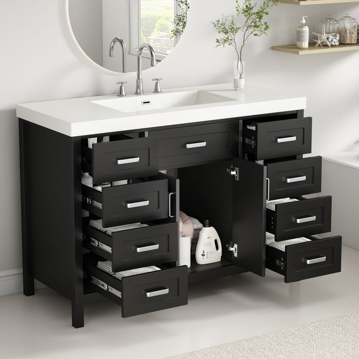 Bathroom Vanity With Sink, 2 Doors 8 Drawers, Soft Close System, Classic Design