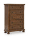Zackaryn - Five Drawer Chest - Warm Brown