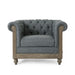 Fabric Upholstered Club Chair With Scrolled Tuxedo Arms - Charcoal