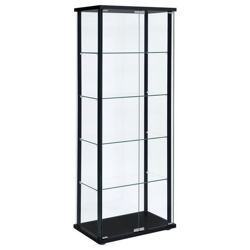 Delphinium - 5-Shelf Glass Curio Cabinet - Black And Clear Sacramento Furniture Store Furniture store in Sacramento