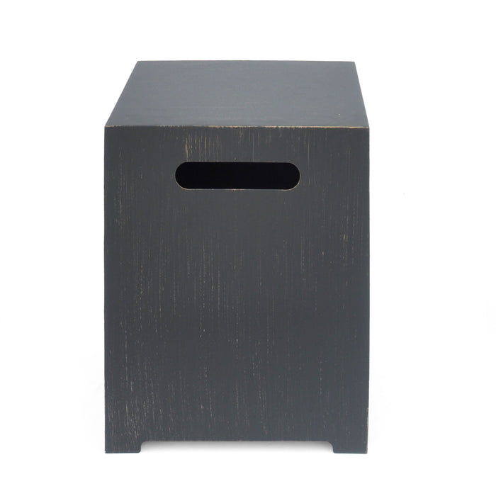 Modern Iron Tank Holder Side Table With Powder Coated Frame - Brown / Gold
