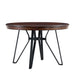 Mid Century Modern Round Dining Table With Metal Legs And Open Shelf