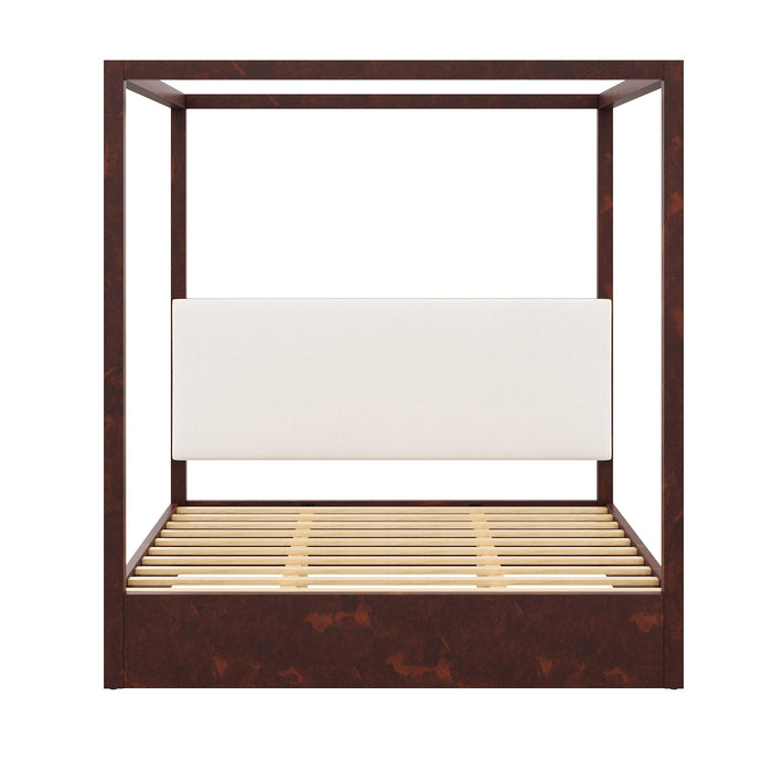 Canopy Platform Bed With Upholstered Headboard