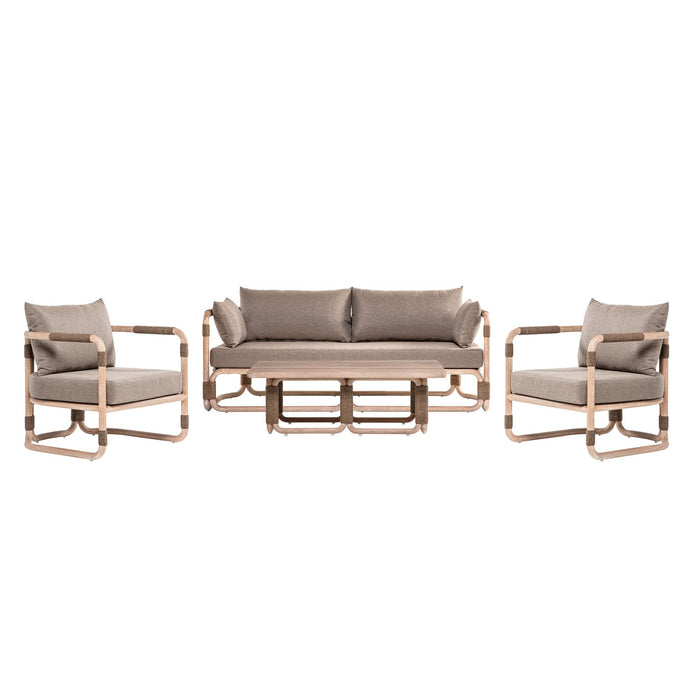 Baja - 4-Piece Outdoor Conversation Set With Cushions - Brown Eucalyptus