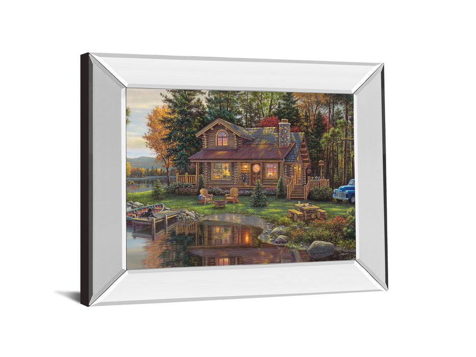 Mirrored Frame Peace Like A River Cabin By Kim Norlien - Dark Brown