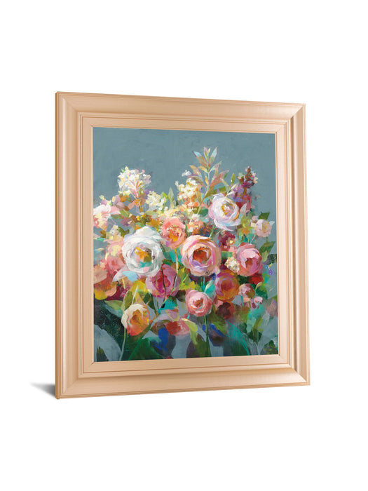 Joy Of The Garden II By Danhui Nai - Framed Print Wall Art - Light Blue