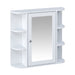 Bathroom Wall Storage Cabinet With Mirror And Adjustable Shelf, 6 Open Shelves