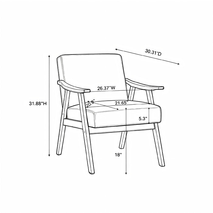 Accent Chair, Classic Mid Century Modern For Extra Seating