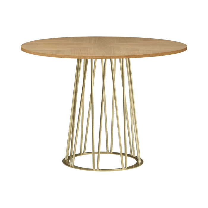 Santorini - Mid-Century Round Wood 48" Pedestal Base Dining Table Seats Up To 4 - Light Cashew / Natural