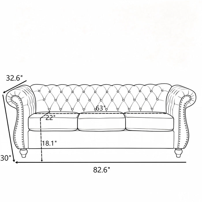 Chesterfield 3 Seater Sofa With Rolled Arms