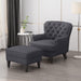 Enchante, Living Room Set With Tufted Back Club Chair And Ottoman - Gray