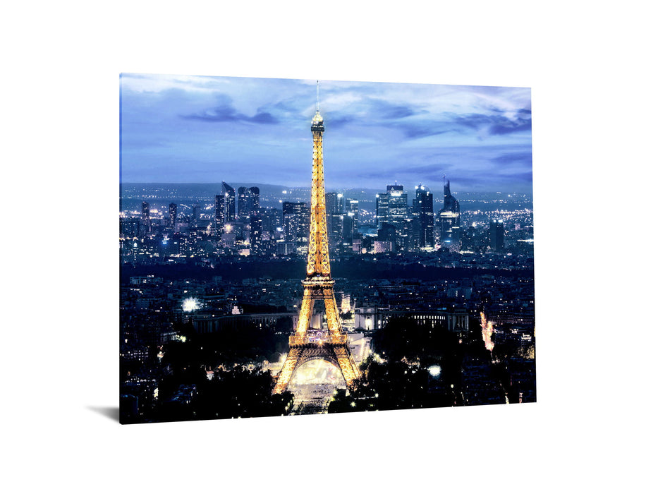 Floating Tempered Glass With Foil Eiffel Tower - Blue
