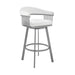 Bronson - 25" Counter Height Swivel Bar Stool - Silver Finish And White Faux Leather